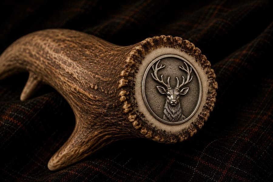 The pewter mark set into the crown of an antler